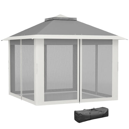 11' x 11' Pop Up Gazebo, Double Roof Foldable Canopy Tent, Dark Grey Pop Up Canopies Dark Grey at Gallery Canada