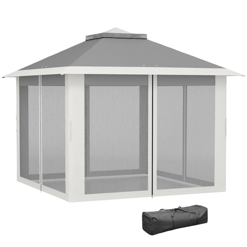 11' x 11' Pop Up Gazebo, Double Roof Foldable Canopy Tent, Dark Grey