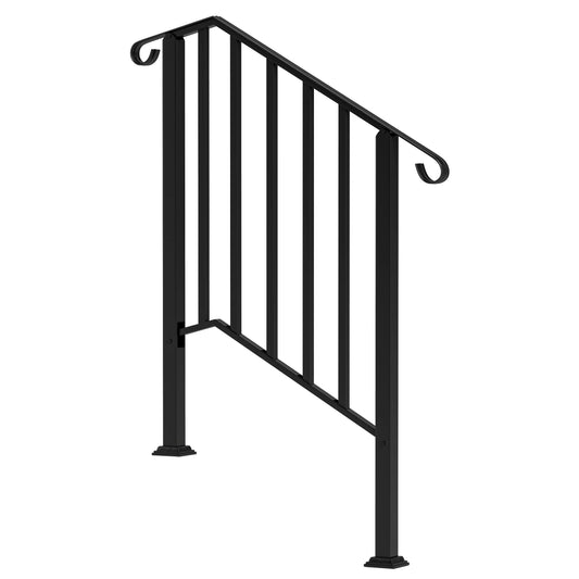 2-3 Step Handrails, Metal Outdoor Stair Railing, Black Garden Decor Black at Gallery Canada