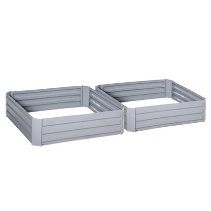 39" x 39" x 12" Raised Garden Bed Set, Elevated Planter Box, Galvanized Steel Frame, Grey Galvanized Planter Boxes at Gallery Canada