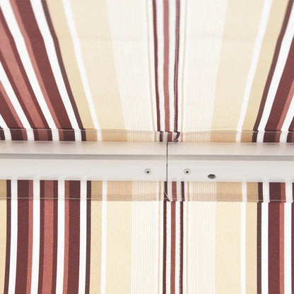 10' x 8' Manual Retractable Awning, Sun Shade Canopy, Aluminum Frame, UV Protection, Red Stripe, Red Deck Awnings at Gallery Canada