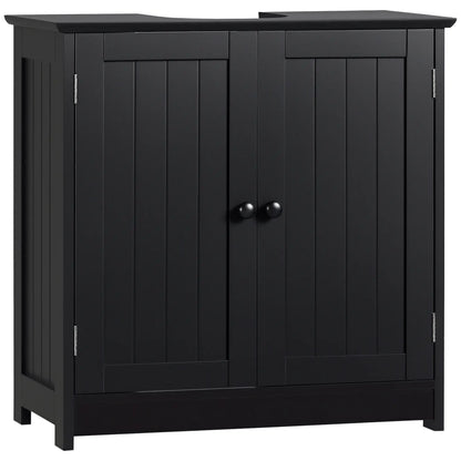 Under Sink Bathroom Cabinet, 2 Doors with Shelf, Black Bathroom Cabinets Black at Gallery Canada