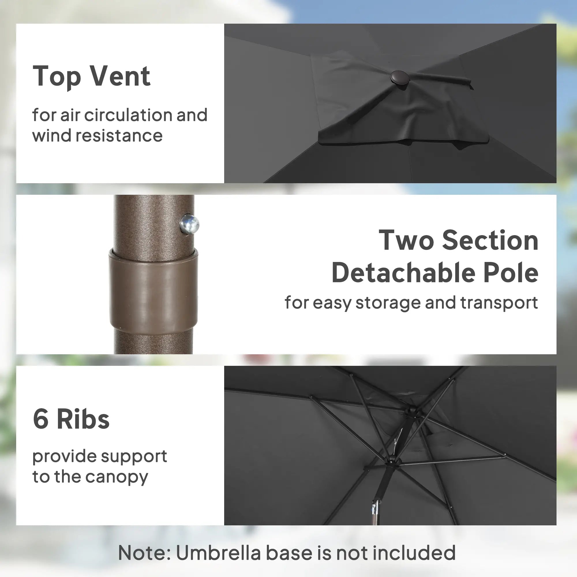 6.5x10ft Rectangle Patio Umbrella, Black Sun Umbrellas at Gallery Canada