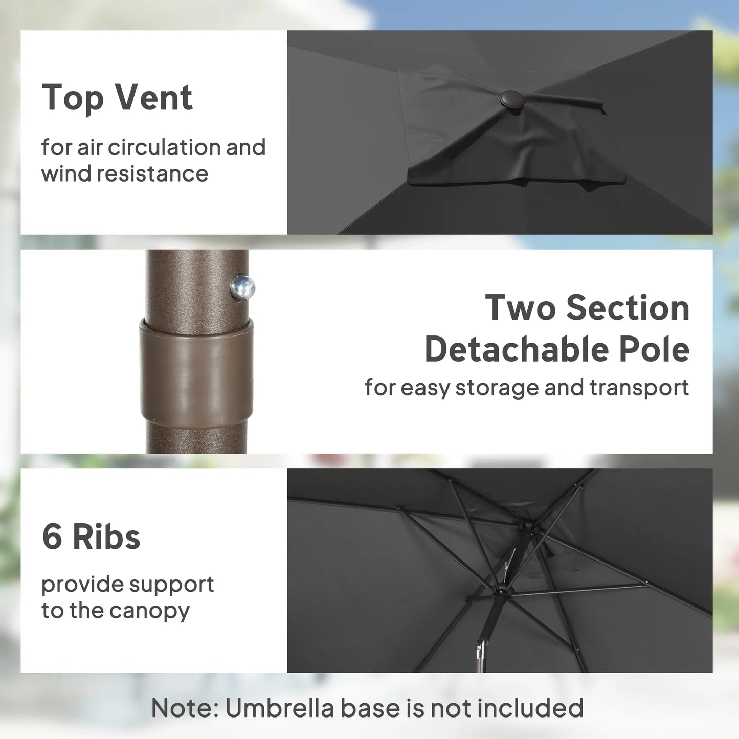 6.5x10ft Rectangle Patio Umbrella, Black Sun Umbrellas at Gallery Canada