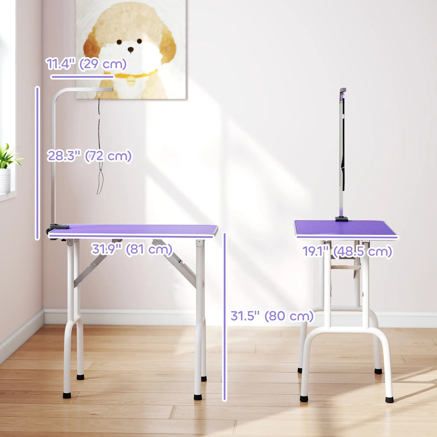 Foldable Pet Grooming Table, Adjustable Arm, Non-Slip, Purple Dog Grooming Tables at Gallery Canada