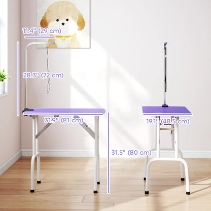 Foldable Pet Grooming Table, Adjustable Arm, Non-Slip, Purple Dog Grooming Tables at Gallery Canada