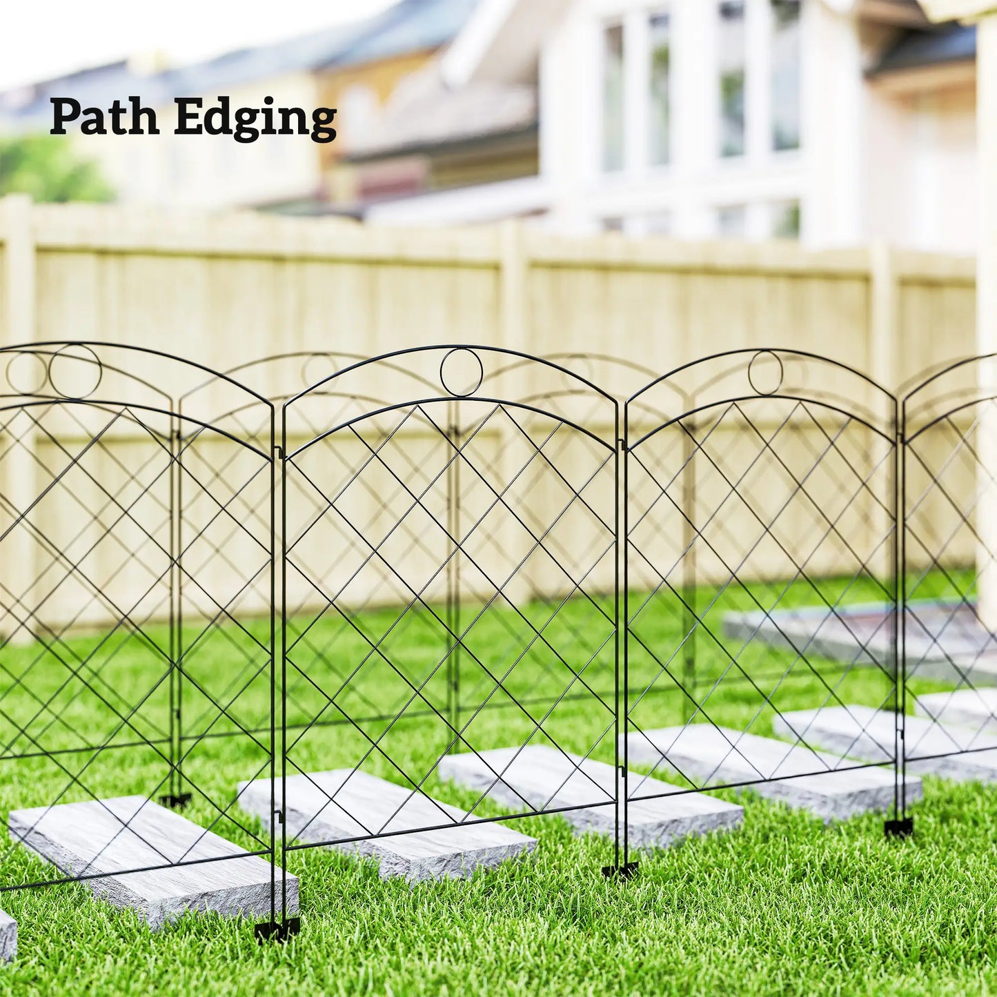 4 Pack Garden Fencing, Decorative Fence Panels, Animal Barrier, Flower Edging, Circle, Black Garden Fences at Gallery Canada