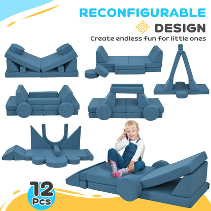 12-Piece Modular Kids Play Couch, Convertible Sofa, Blue Kids Chairs & Seating at Gallery Canada