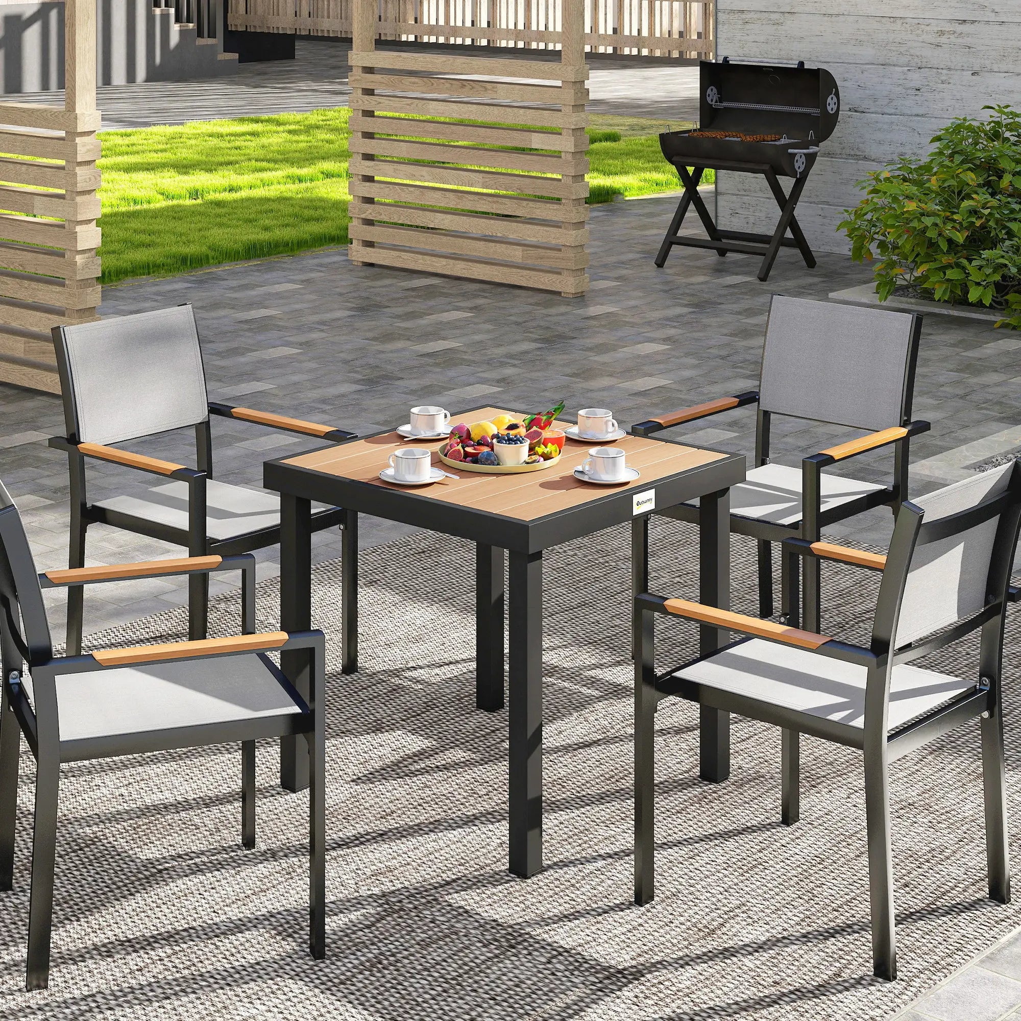 Square Aluminum Patio Dining Table for 4, Outdoor Garden Lawn, Natural Patio Dinning Tables at Gallery Canada