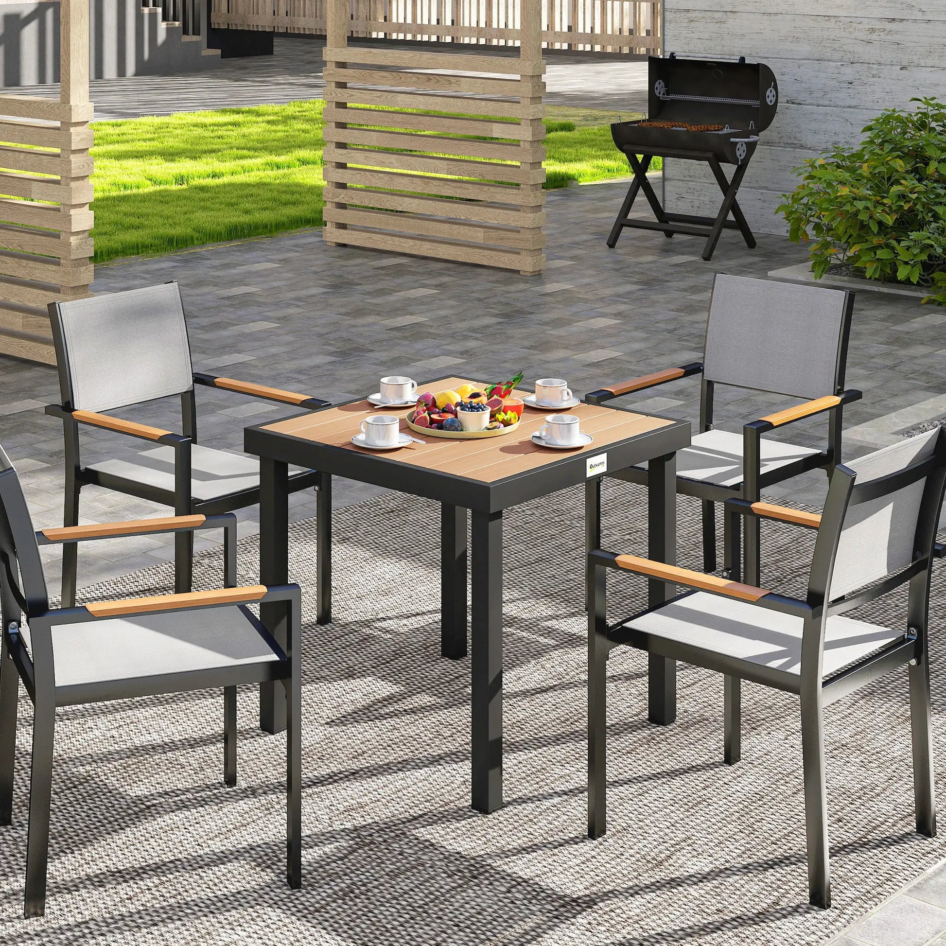 Square Aluminum Patio Dining Table for 4, Outdoor Garden Lawn, Natural Patio Dinning Tables at Gallery Canada