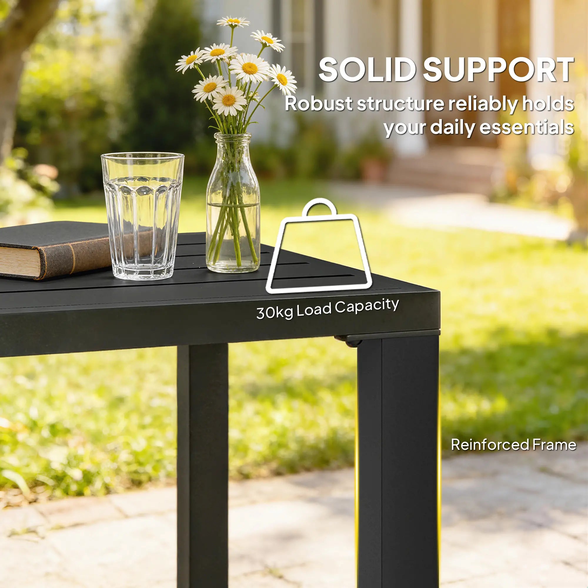 Metal Outdoor Side Table, 45.5 cm Square, Patio Garden Poolside, Black Patio Side Tables at Gallery Canada