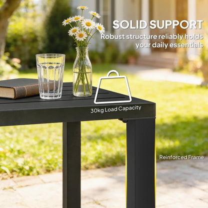 Metal Outdoor Side Table, 45.5 cm Square, Patio Garden Poolside, Black Patio Side Tables at Gallery Canada