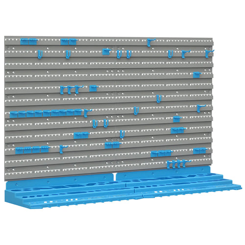 54 Piece Pegboard Shelf Tool Organizer, Wall Mounted, 50 Hooks, Blue