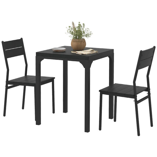 Dining Table Set for 2, 3 Piece Kitchen Table and Chairs, Black