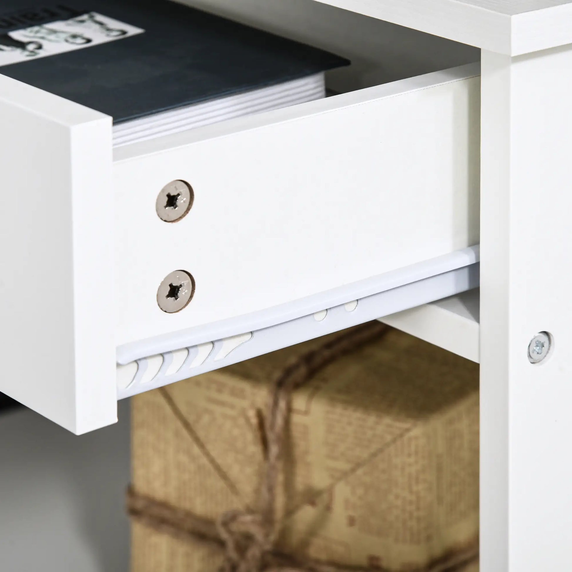 39" Console Table, Narrow Entryway with Storage Shelves, Drawers, White Console Tables at Gallery Canada