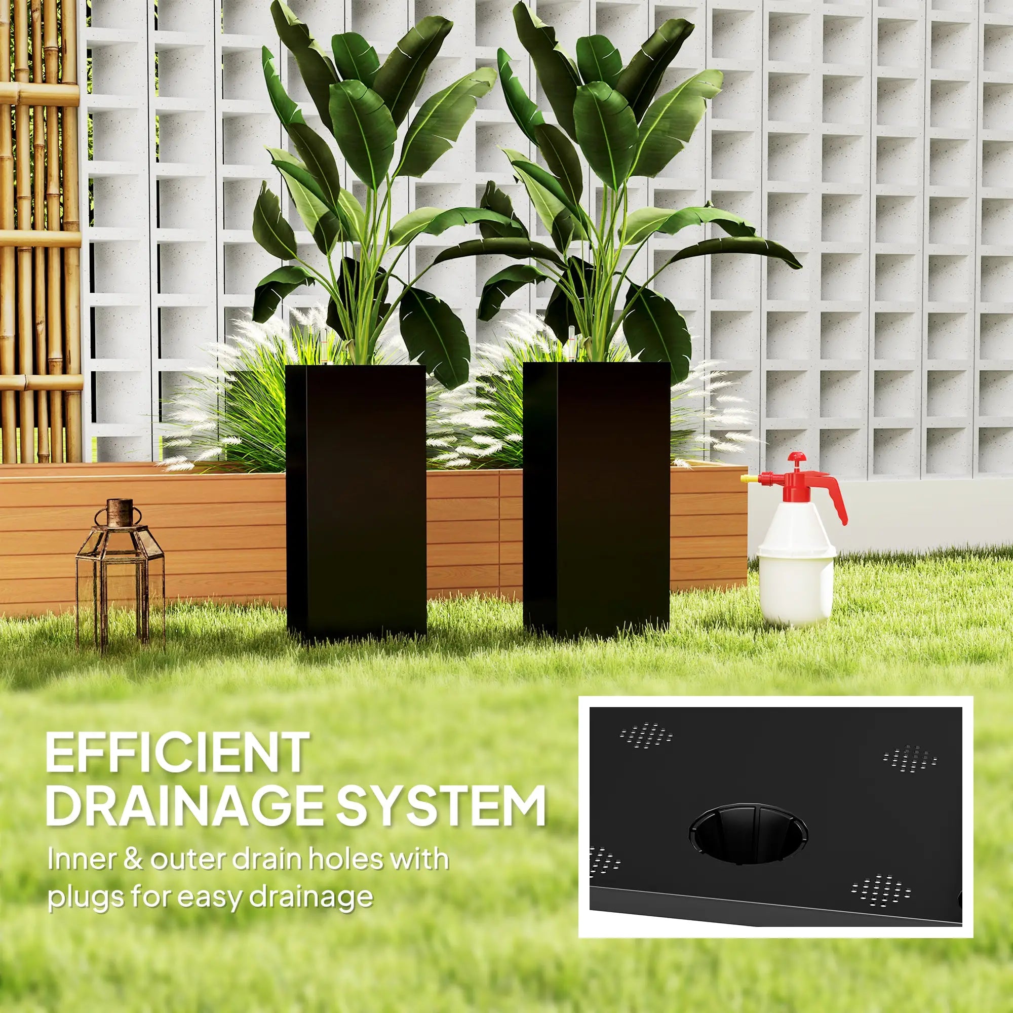2 Pack 26 Inch Plastic Planter Box, Water Level Indicator, Black Garden Accessories at Gallery Canada