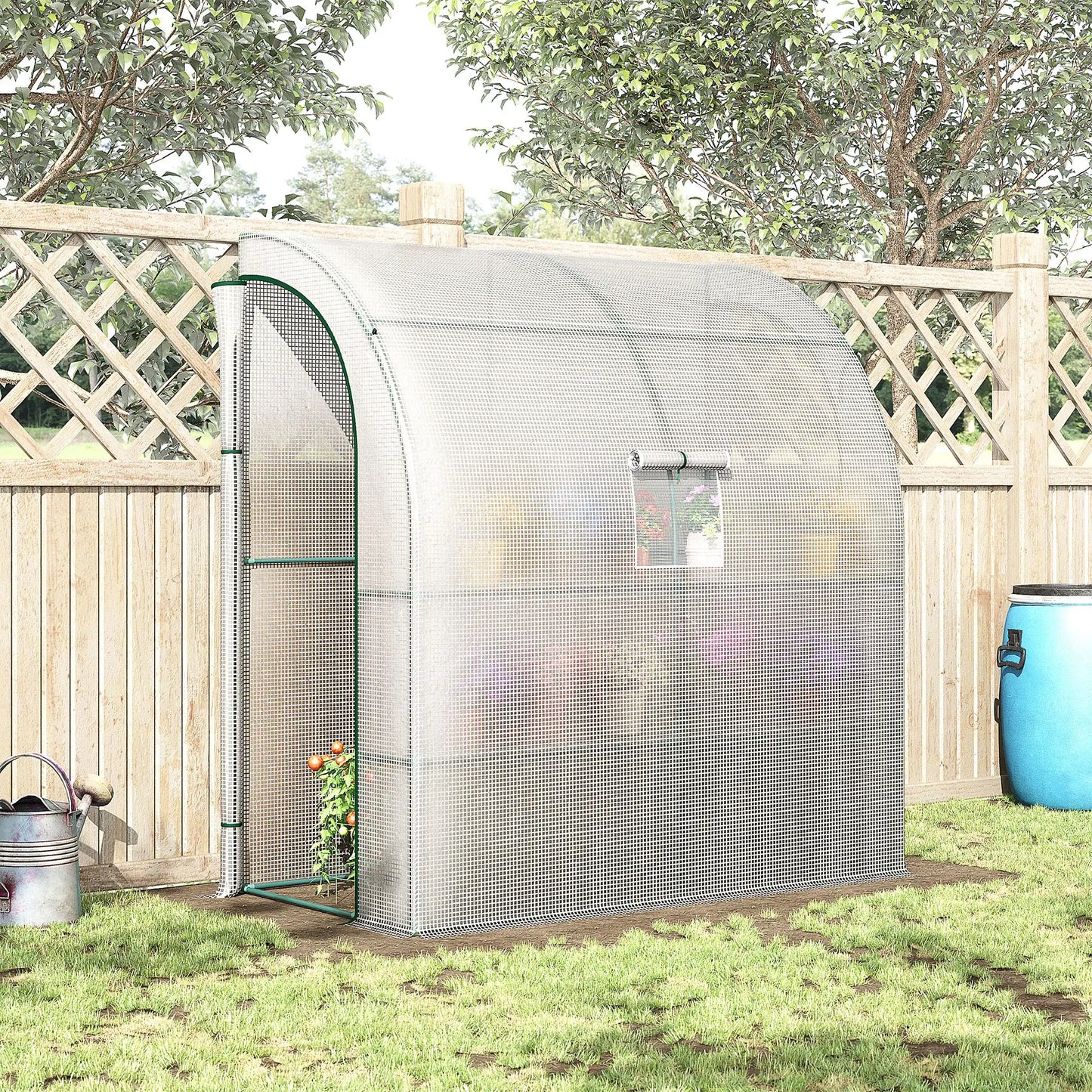 7' x 3' x 7' Walk-In Greenhouse, Roll-Up Mesh Windows, Zipper Door, White Walk In Greenhouses at Gallery Canada
