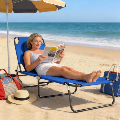 Folding Outdoor Lounge Chair, Portable, 4-Position Adjustable, Blue Lounger Chairs at Gallery Canada
