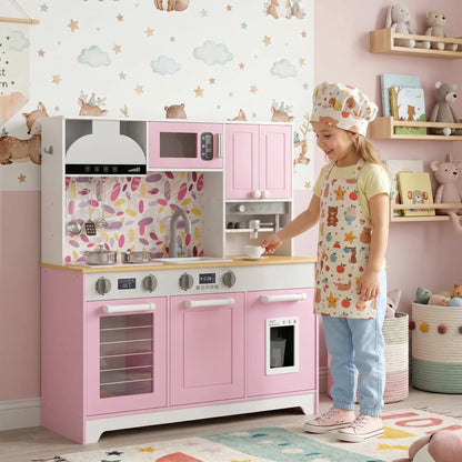 Cuisine de jeu pour enfants avec machine à café, machine à glaçons, rangement, bleue