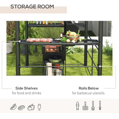 8' x 5' Grill Gazebo, Vented PC Roof, Side Shelves, Dark Grey BBQ Grill Gazebos at Gallery Canada