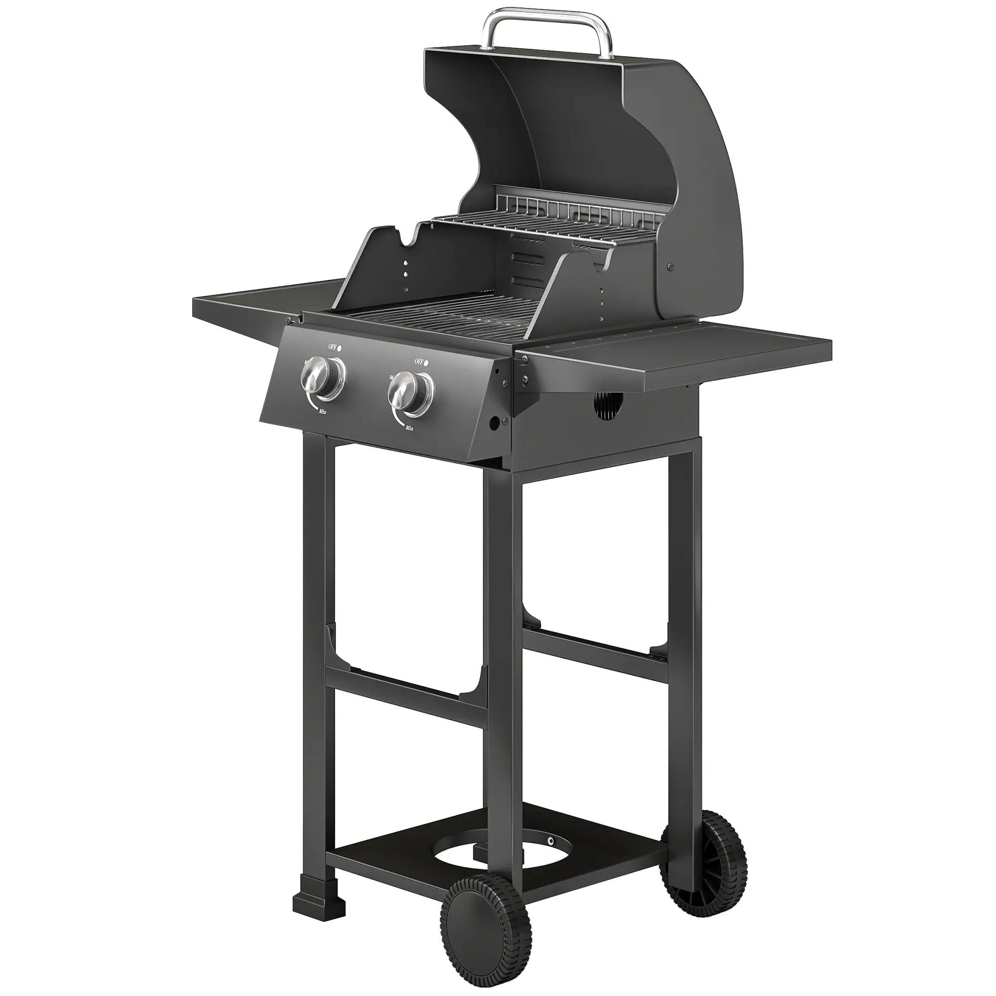 2 Burner Propane Gas Grill With Wheels, 18,400 BTU, Black Propane Gas Grills Black at Gallery Canada