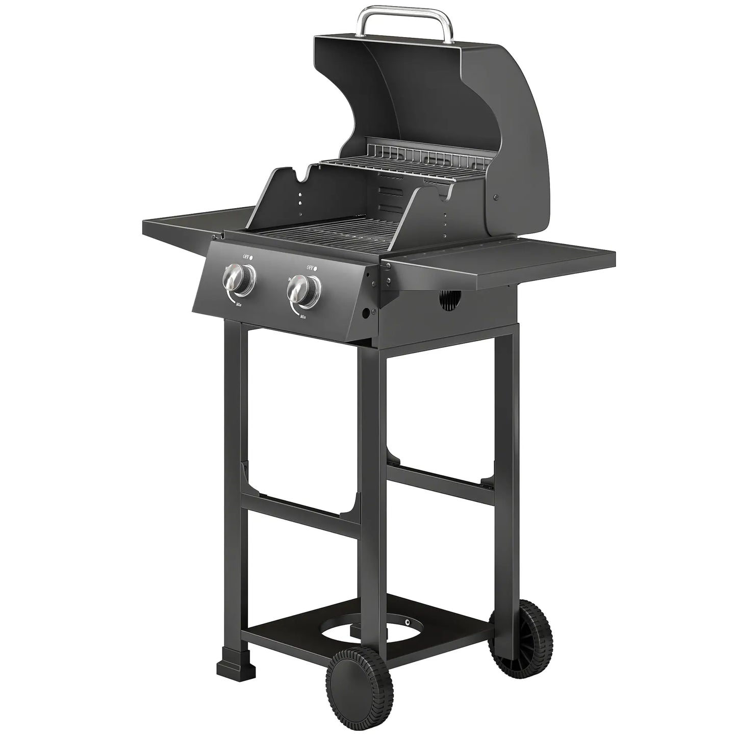 2 Burner Propane Gas Grill With Wheels, 18,400 BTU, Black Propane Gas Grills Black at Gallery Canada