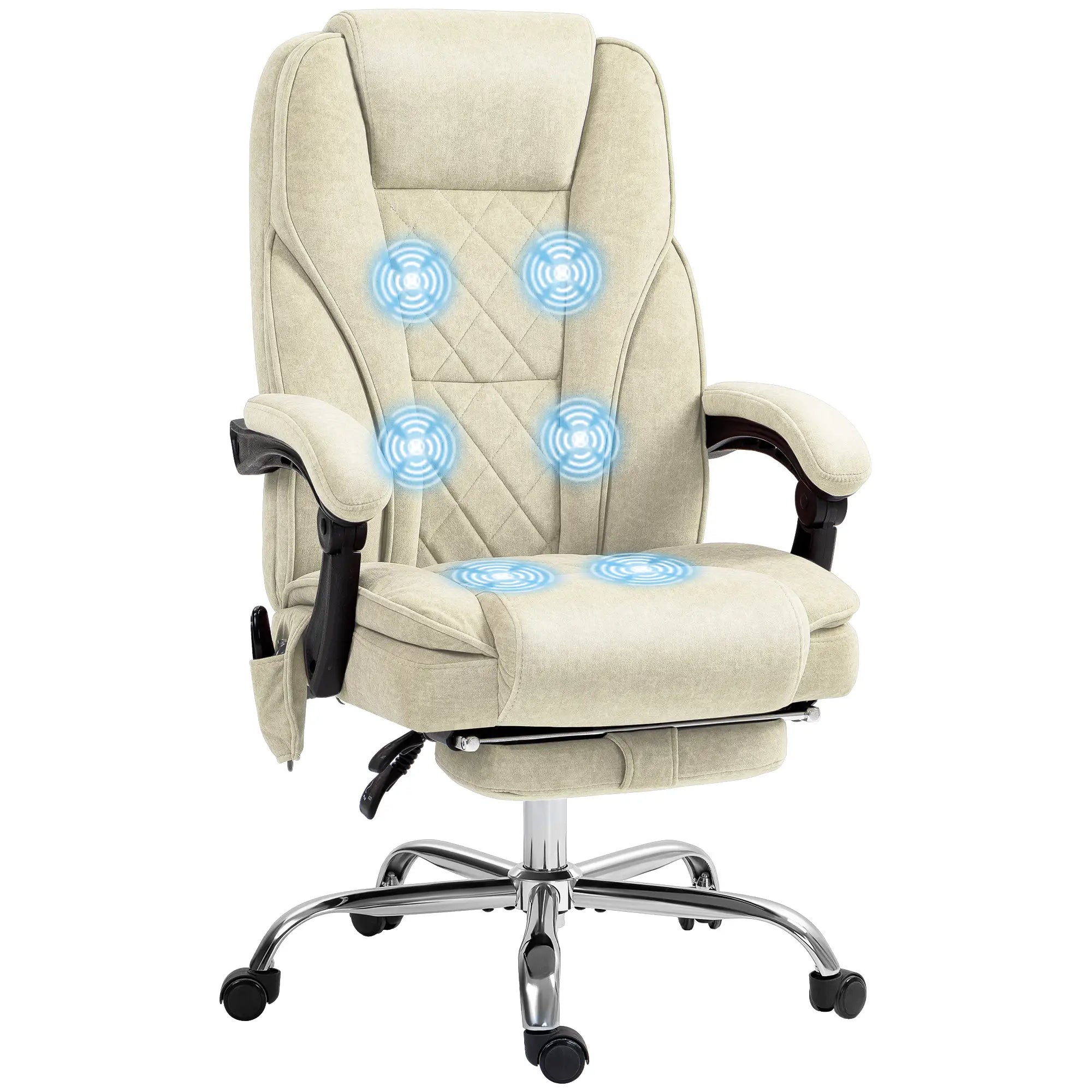 Massage Office Chair, Reclining Computer Chair, Adjustable Height, Footrest, Beige Massage Chairs at Gallery Canada