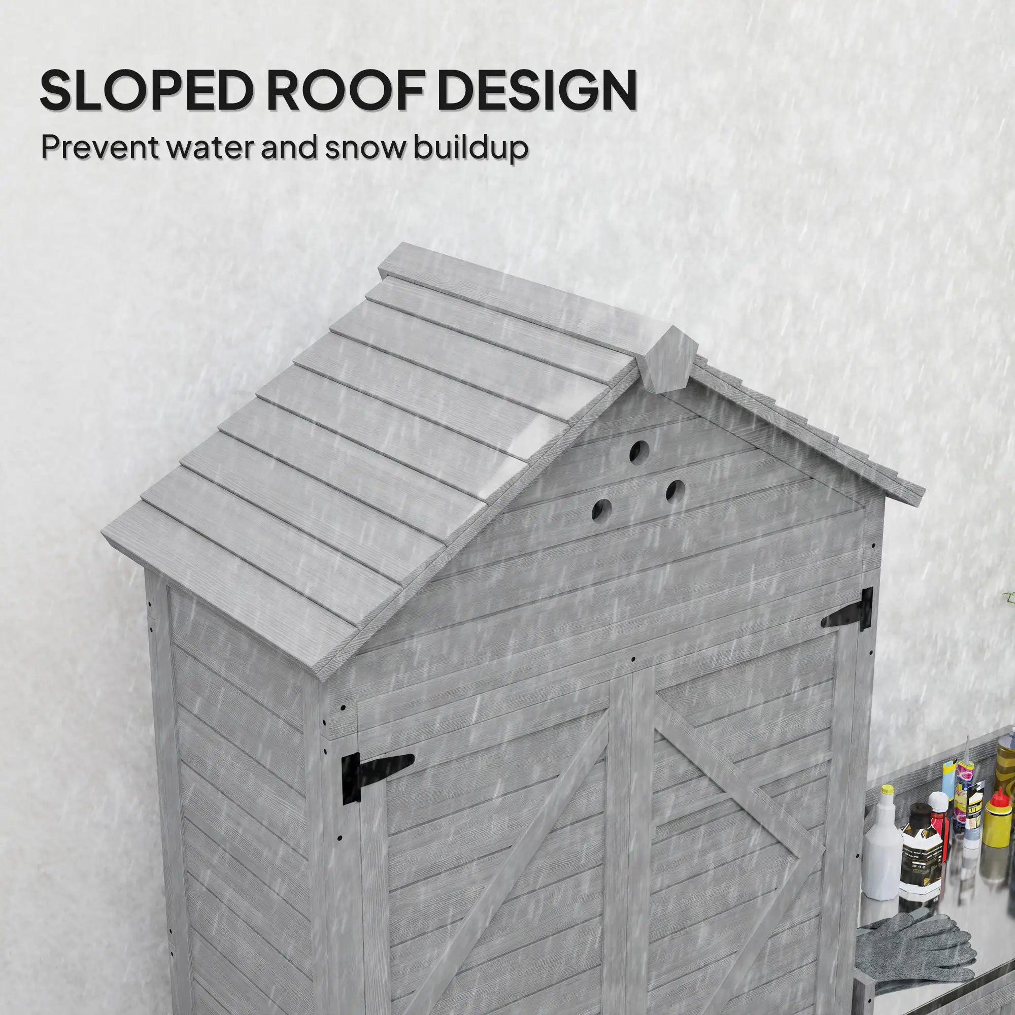 Outdoor Storage Cabinet, Wood Garden Shed with Shelves, 2-in-1 Sheds at Gallery Canada