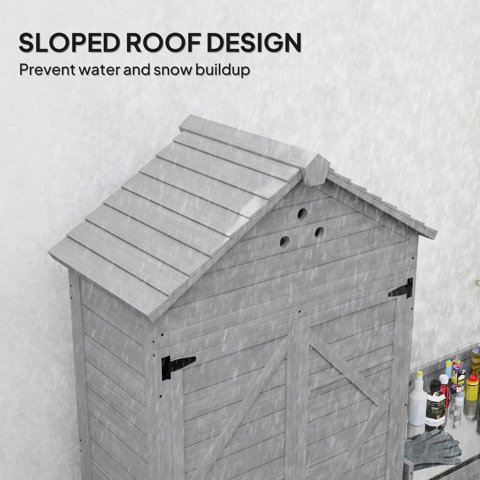 Outdoor Storage Cabinet, Wood Garden Shed with Shelves, 2-in-1 Sheds at Gallery Canada