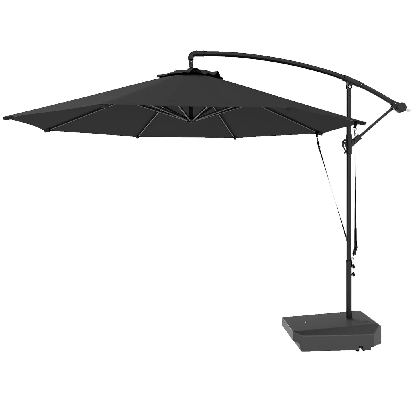 10FT Cantilever Umbrella, Fillable Base, Wind Strap, Cover, UPF50+, Grey Offset Cantilever Umbrellas Dark Grey at Gallery Canada
