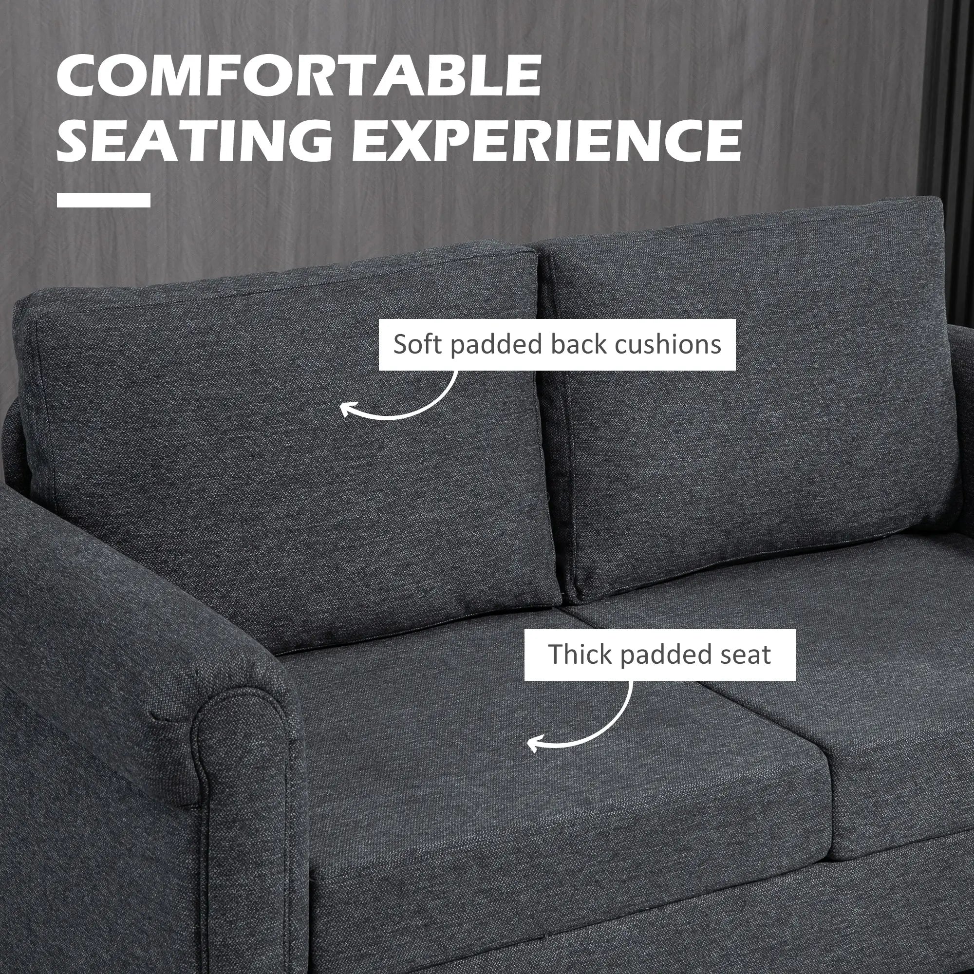 Vintage Loveseat, Upholstered Chenille 2 Seater Sofa, Dark Grey 2-Seater Sofas at Gallery Canada