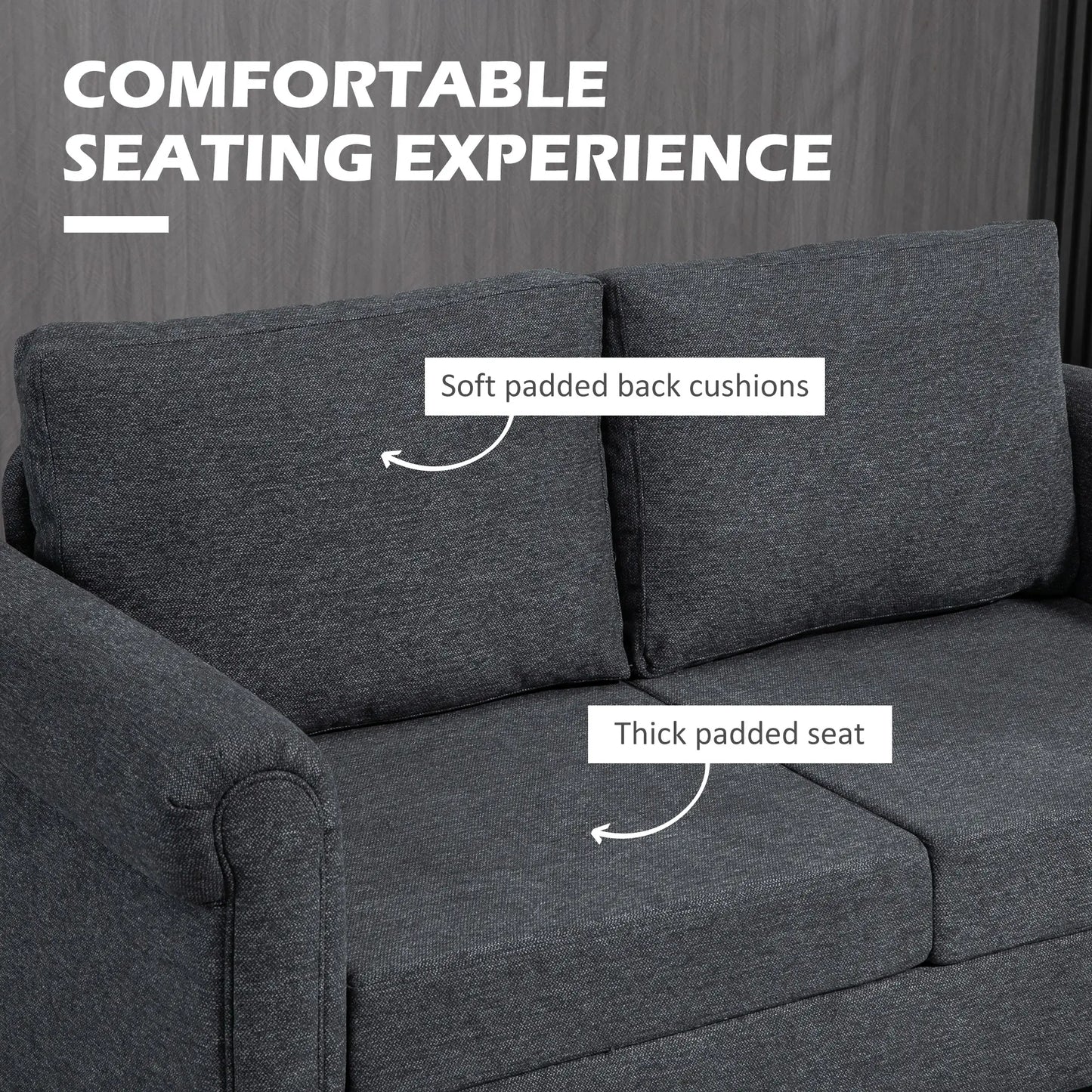 Vintage Loveseat, Upholstered Chenille 2 Seater Sofa, Dark Grey 2-Seater Sofas at Gallery Canada