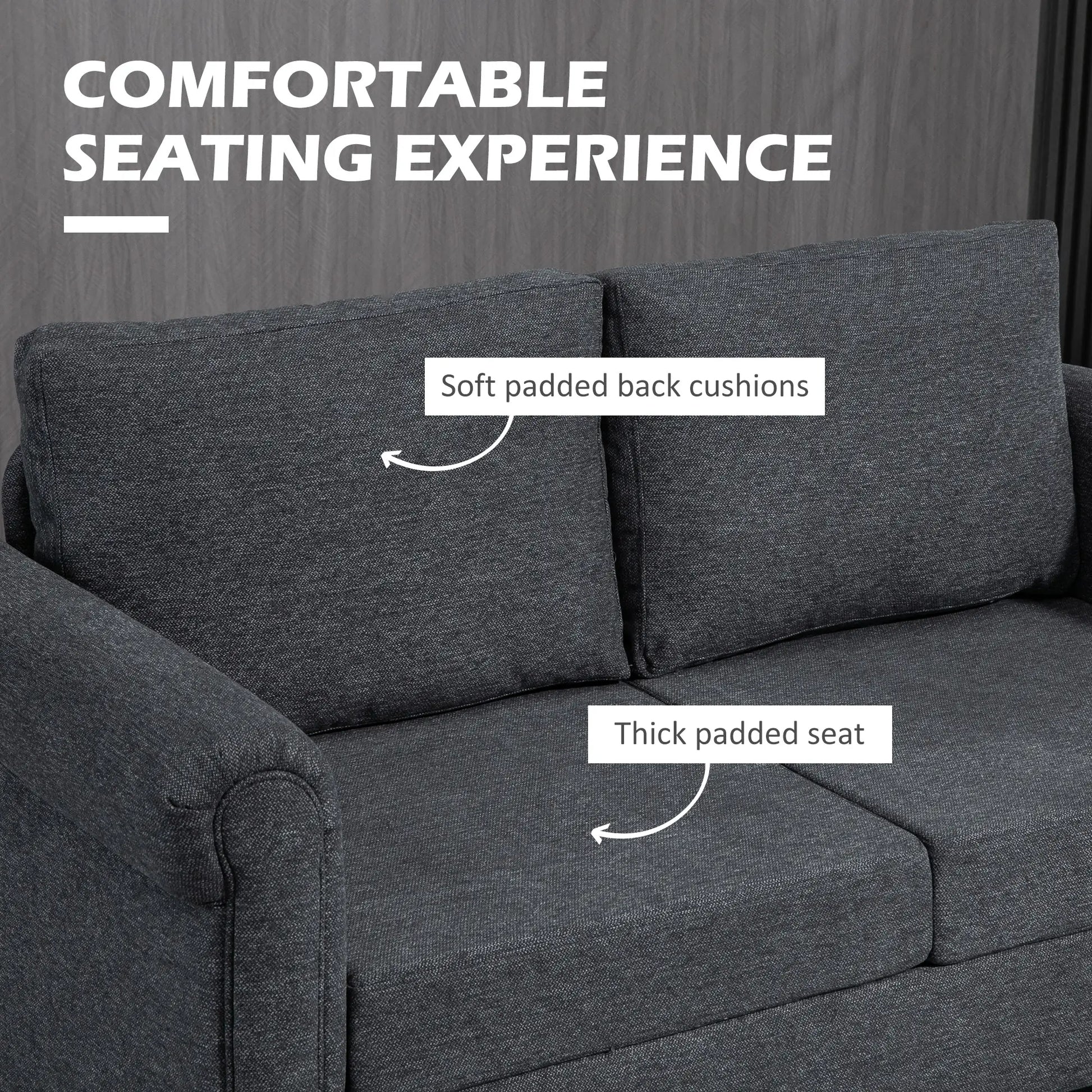 Vintage Loveseat, Upholstered Chenille 2 Seater Sofa, Dark Grey 2-Seater Sofas at Gallery Canada