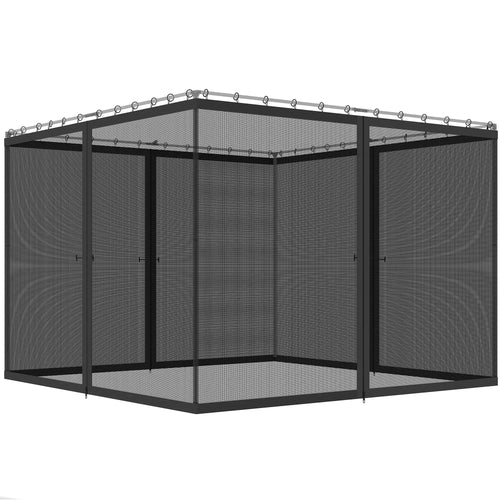 Gazebo Mosquito Netting, 12' x 12', Screen Walls With Zippers, Black