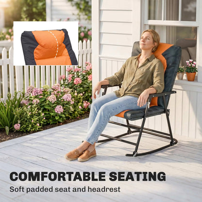 3-Piece Outdoor Foldable Rocking Chair Set, Orange Bistro Sets at Gallery Canada