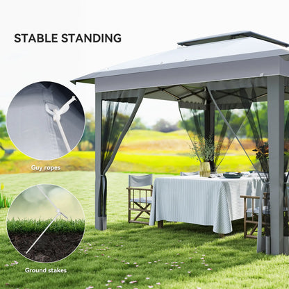 12' x 12' Pop Up Canopy, Instant Tent With Mesh Sidewalls, Grey Pop Up Canopies at Gallery Canada