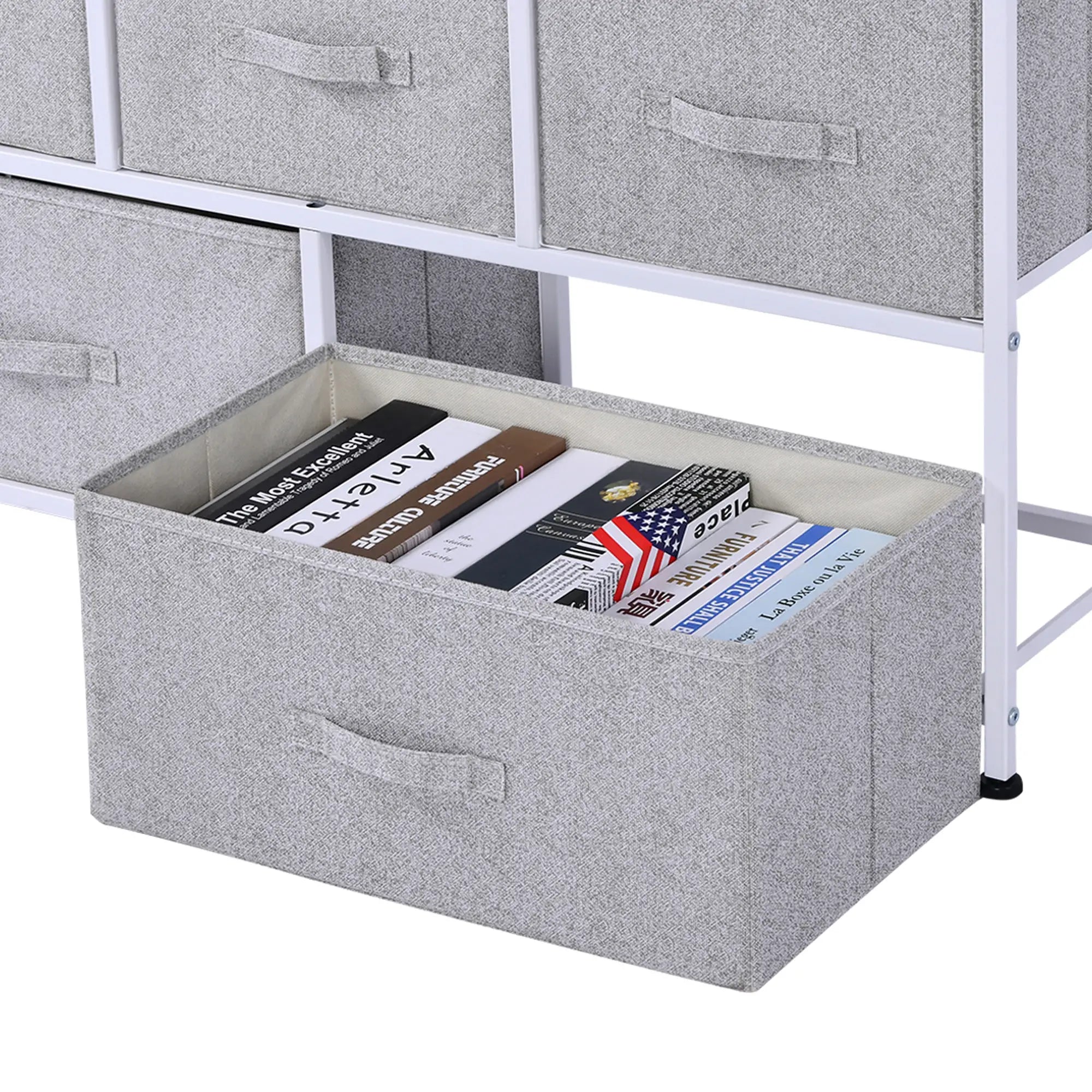 Linen Drawer Cabinet, 5 Removable Drawers, Metal Frame, Adjustable Feet, Grey Storage Cabinets at Gallery Canada