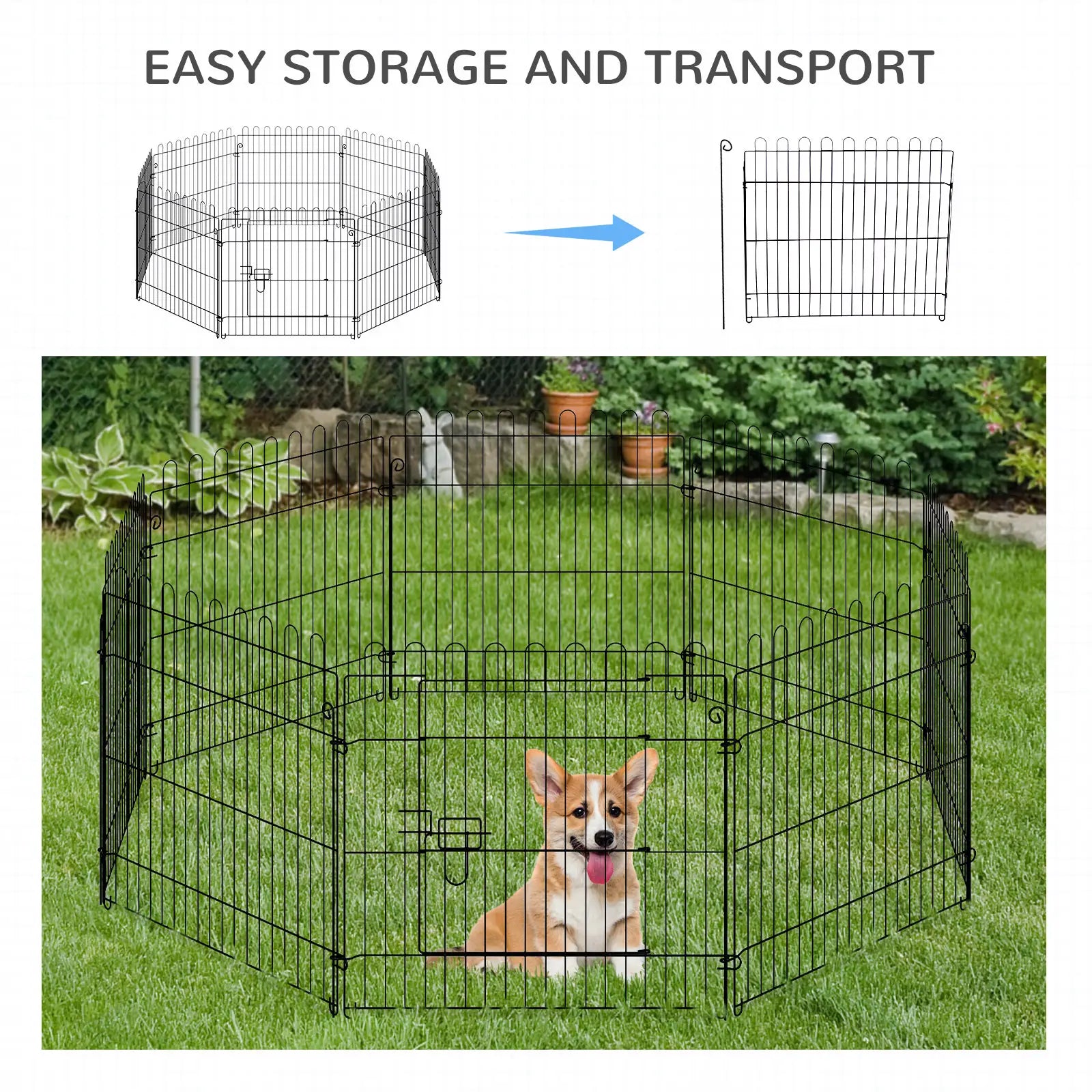 24inch 8-Panel Foldable Dog Playpen, Black Houses, Kennels & Pens at Gallery Canada