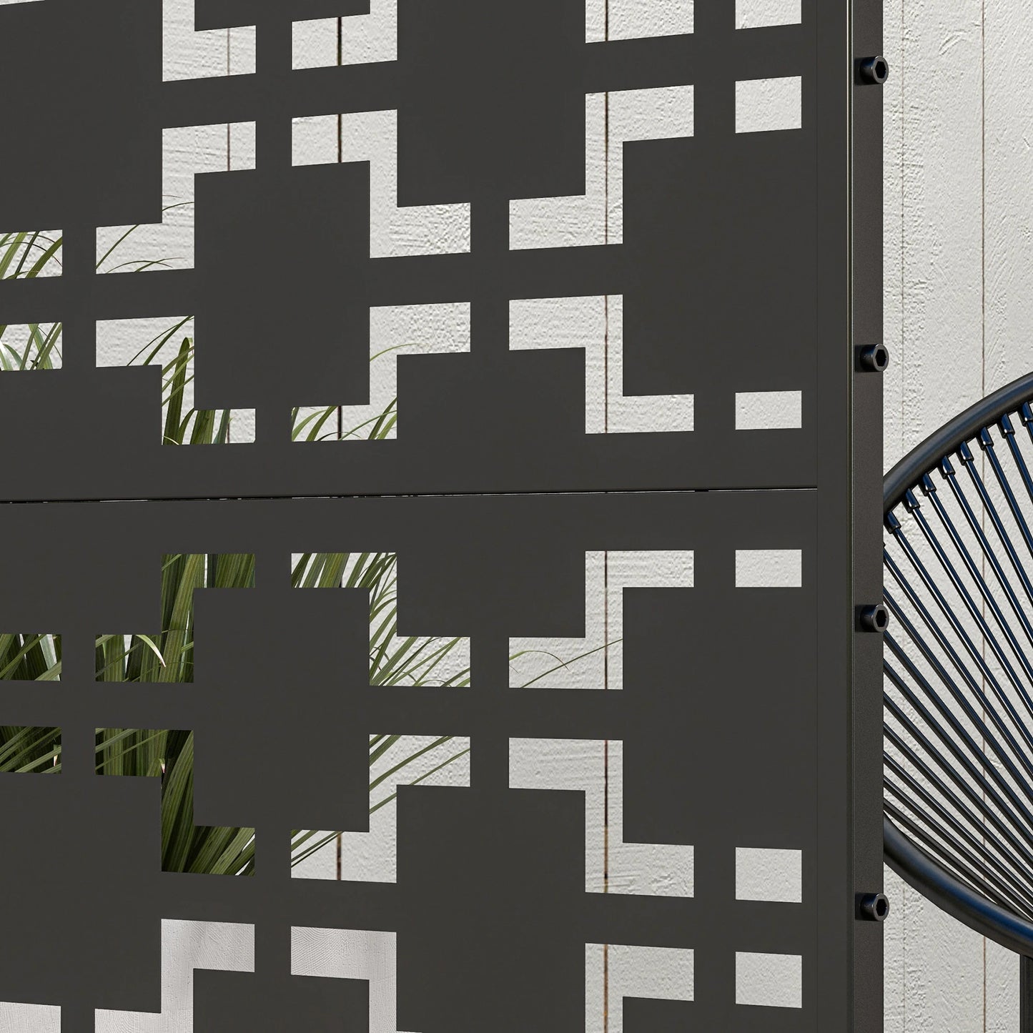 6.5FT Metal Privacy Screen, Grid Style, Outdoor Divider, Black Side Awnings at Gallery Canada