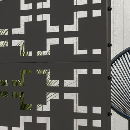 6.5FT Metal Privacy Screen, Grid Style, Outdoor Divider, Black Side Awnings at Gallery Canada