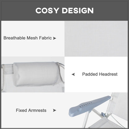 Set of 2 Fishing Chairs, Adjustable Backrest, Headrest, Light Grey Picnic Tables & Camping Chairs at Gallery Canada