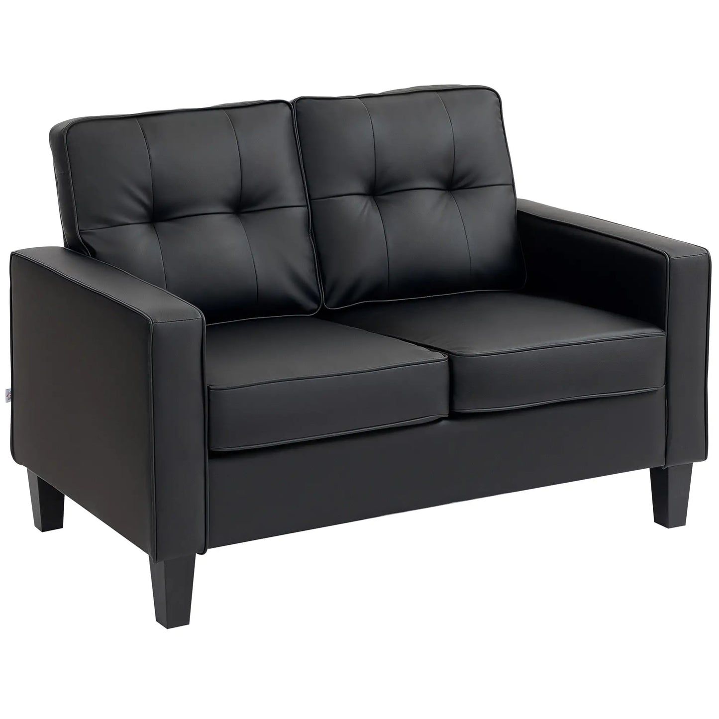 51" Double Sofa Couch, Upholstered PU Leather, Tufted Backrest, Black 2-Seater Sofas at Gallery Canada
