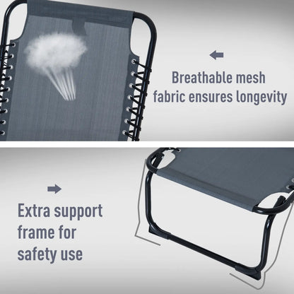 Adjustable Folding Lounge Chair, 4-Level Reclining, Grey Lounger Chairs at Gallery Canada