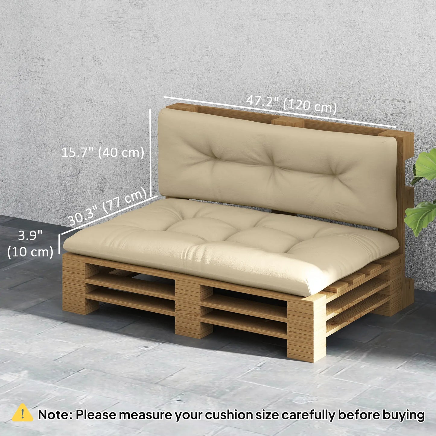 2-Piece Pallet Cushion Set, 3.9" Thick, Outdoor, Tufted, Beige Patio Chair Cushions at Gallery Canada