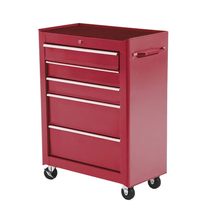 5-Drawer Rolling Tool Cabinet, Lockable Tool Chest, Red Tool Organizers Red at Gallery Canada