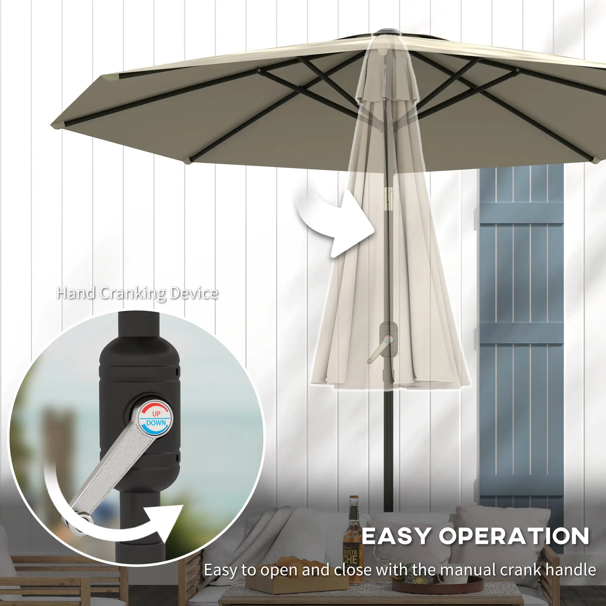 Aluminum Patio Umbrella, 8.5ft, Garden Outdoor Parasol, Light Grey Offset Cantilever Umbrellas at Gallery Canada