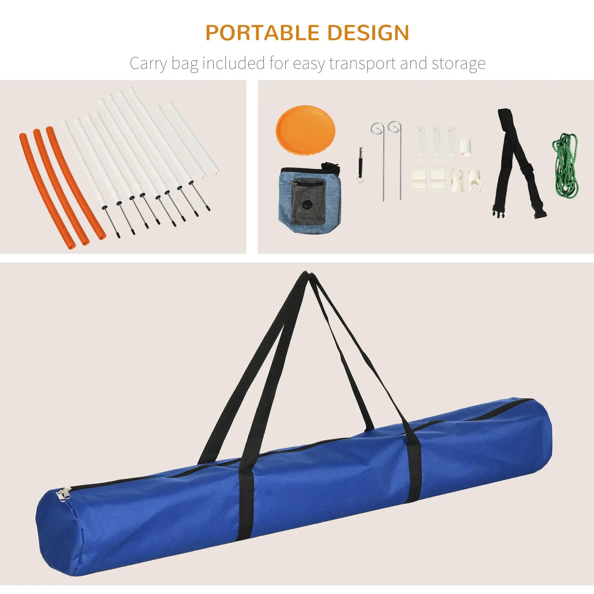 5 Pcs Dog Agility Training Set, Disc, Whistle, Weave Poles, Jump Poles, Food Bag, Carry Bag Dog Agility Training Equipment at Gallery Canada