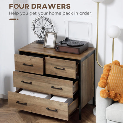 4 Drawer Dresser, Metal Frame, for Bedroom, Living Room, Brown Storage Cabinets at Gallery Canada