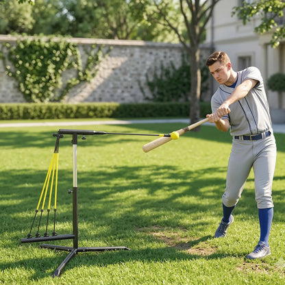 Baseball Hitting Trainer, 32.7"-43.3" Adjustable, with Bands & Bag