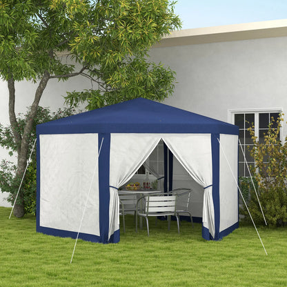 Hexagon Party Tent, Patio Gazebo with Netting, Blue Canopy Tents at Gallery Canada
